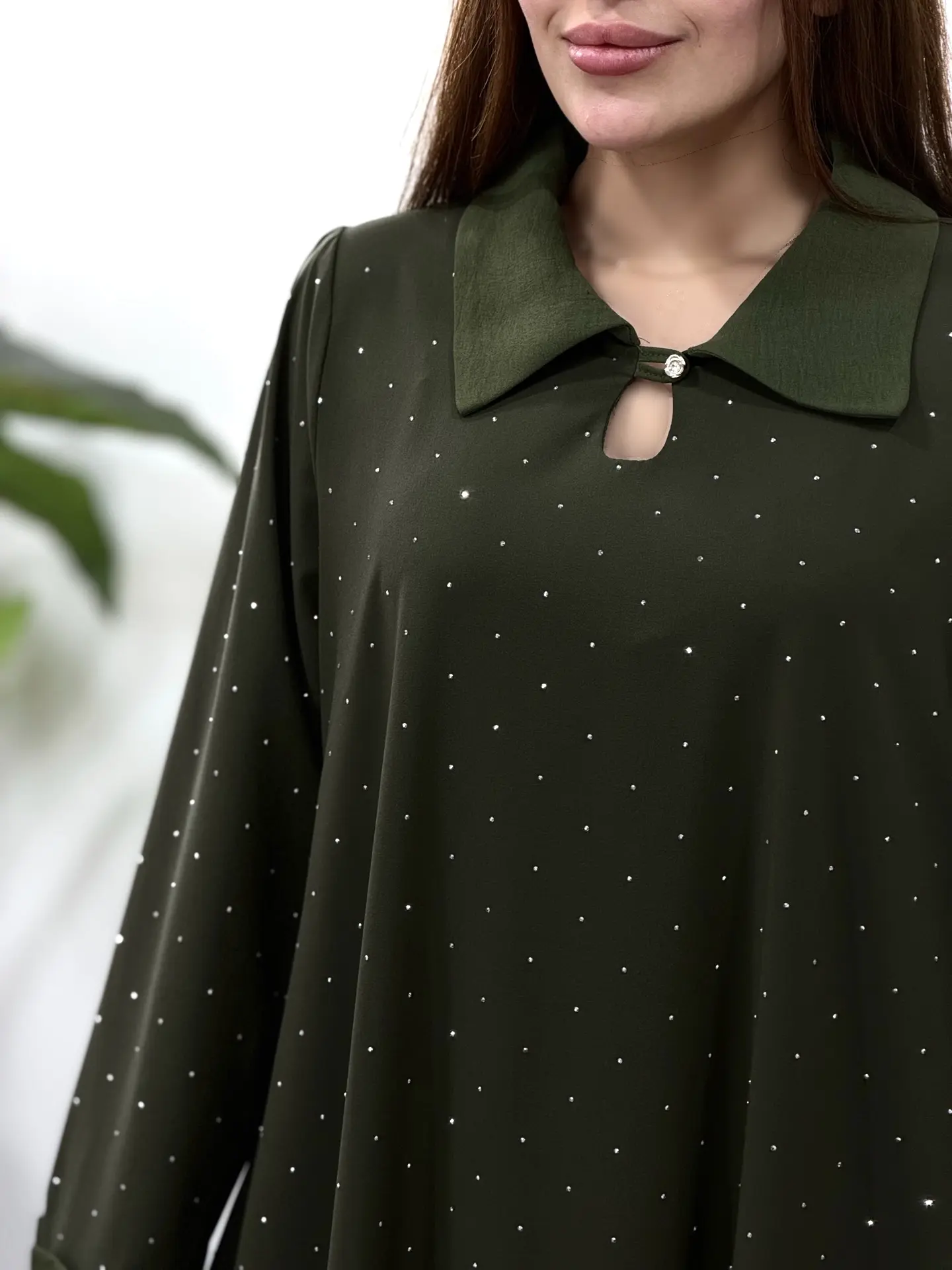 پیراهن مانتویی بلند نگین